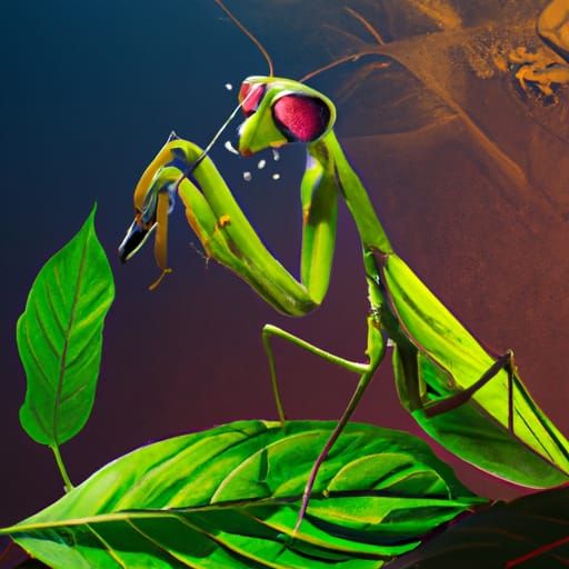 Praying Mantis Writer: Hyperrealistic Splash Art