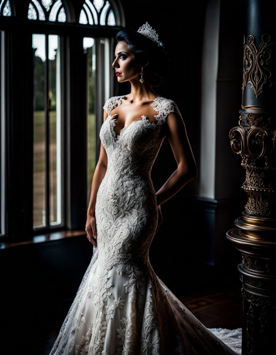 Lace Goth Wedding Dress in HDR