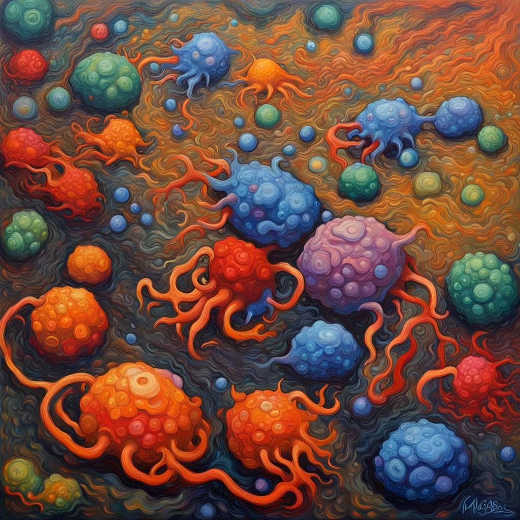 Amoebas as Expressionist Oil Painting