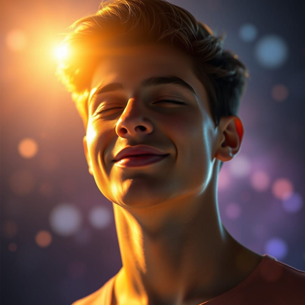 Ethereal Portrait of Serenity in Golden Light