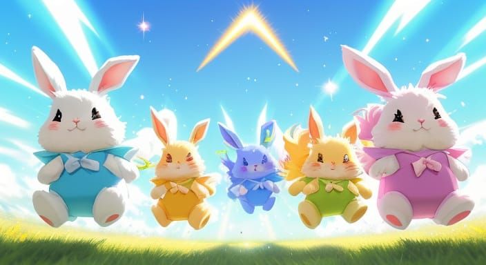 Cute Anime Bunnies Gather Energy for a Kamehameha Blast