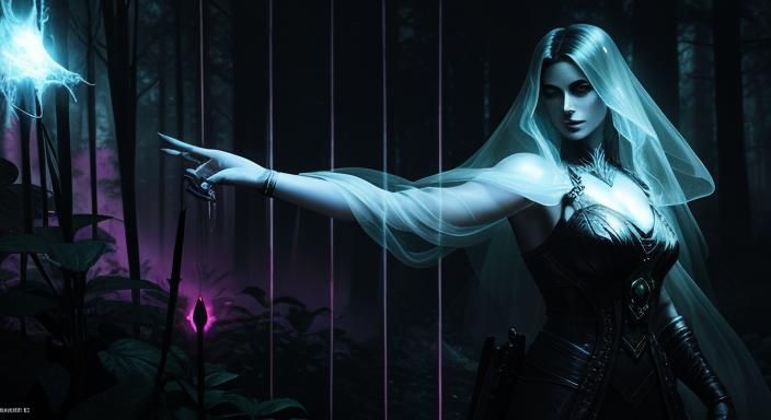 Mystic Figure in Ethereal Forest: Dark Fantasy Art
