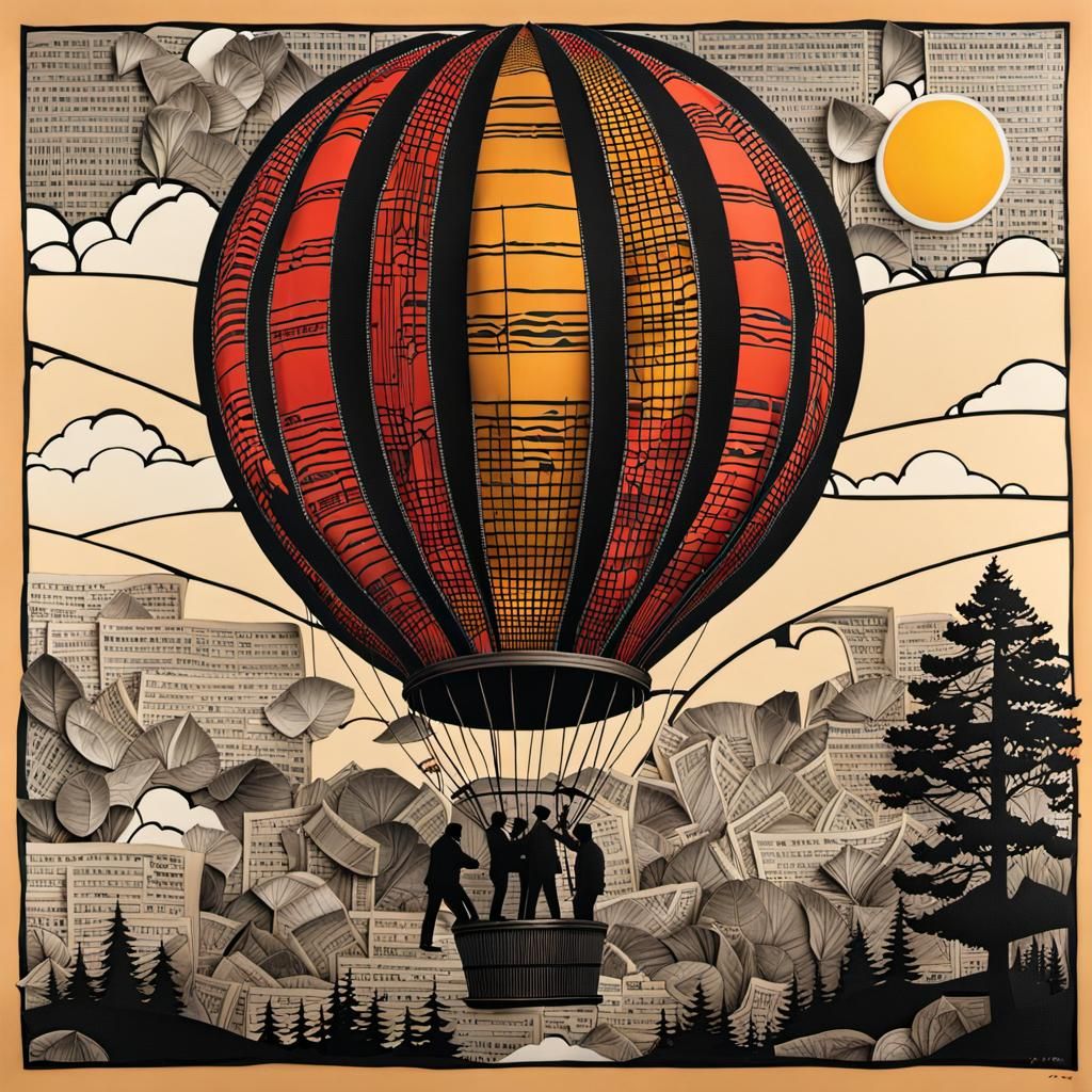 Collage Balloon Constructed from Mixed Media