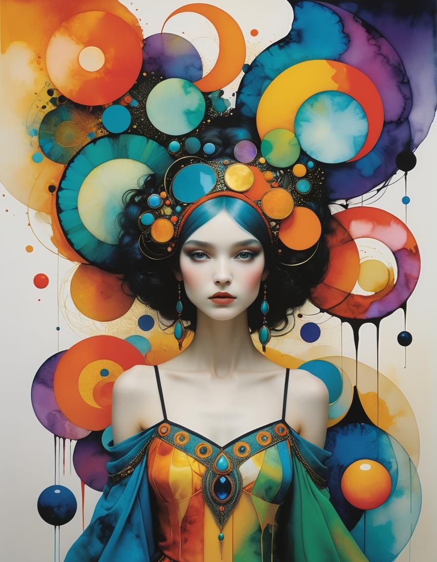 Magical Triadic Colors in Arabesque Alcohol Ink