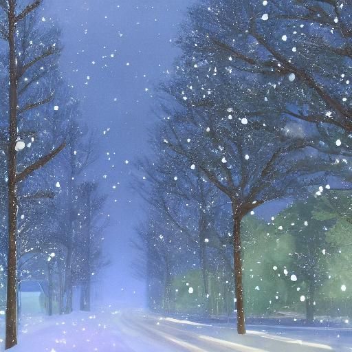 Snowy Road in Moonlight: Makoto Shinkai Anime Style