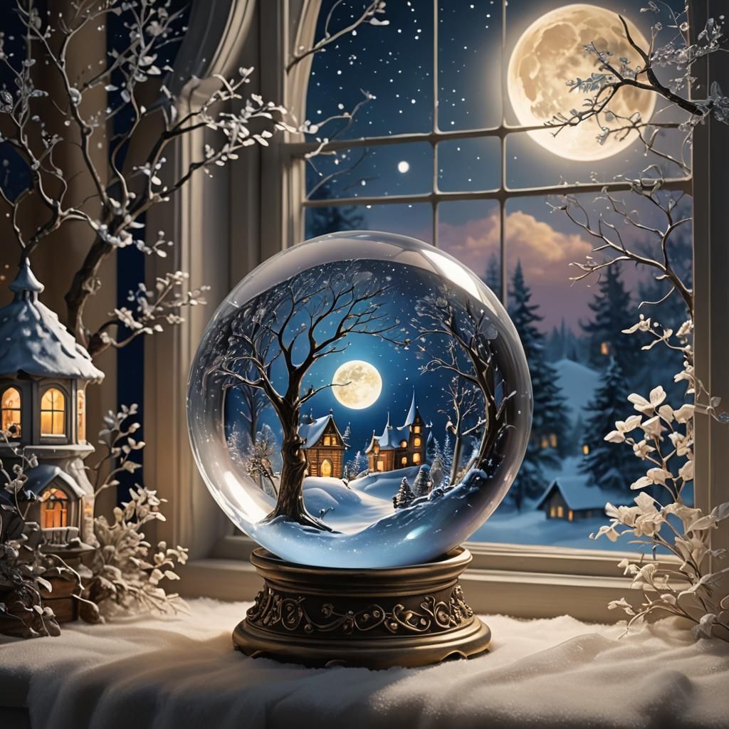 Crystal Ball Reveals Fairy Tale in Moonlit Night