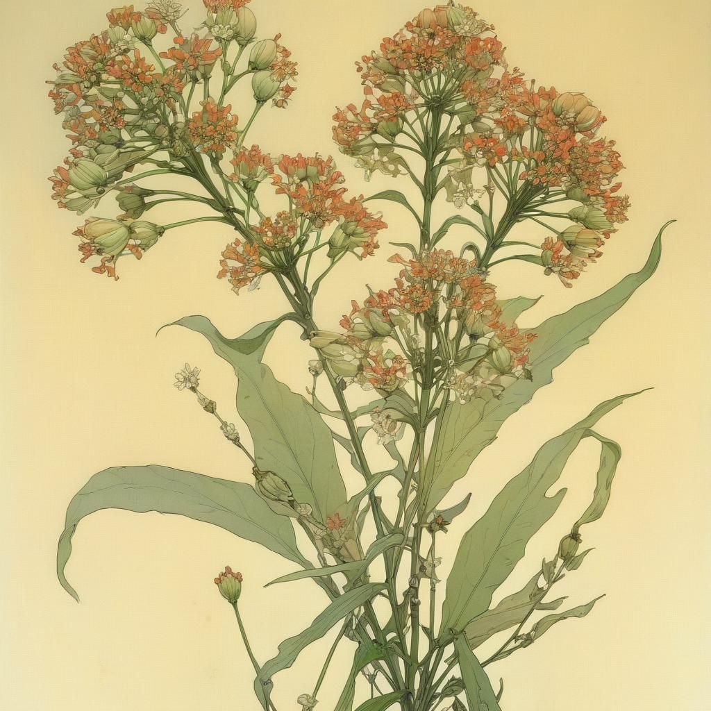 Asclepias Blossom in Whimsical Fantasy Art Style