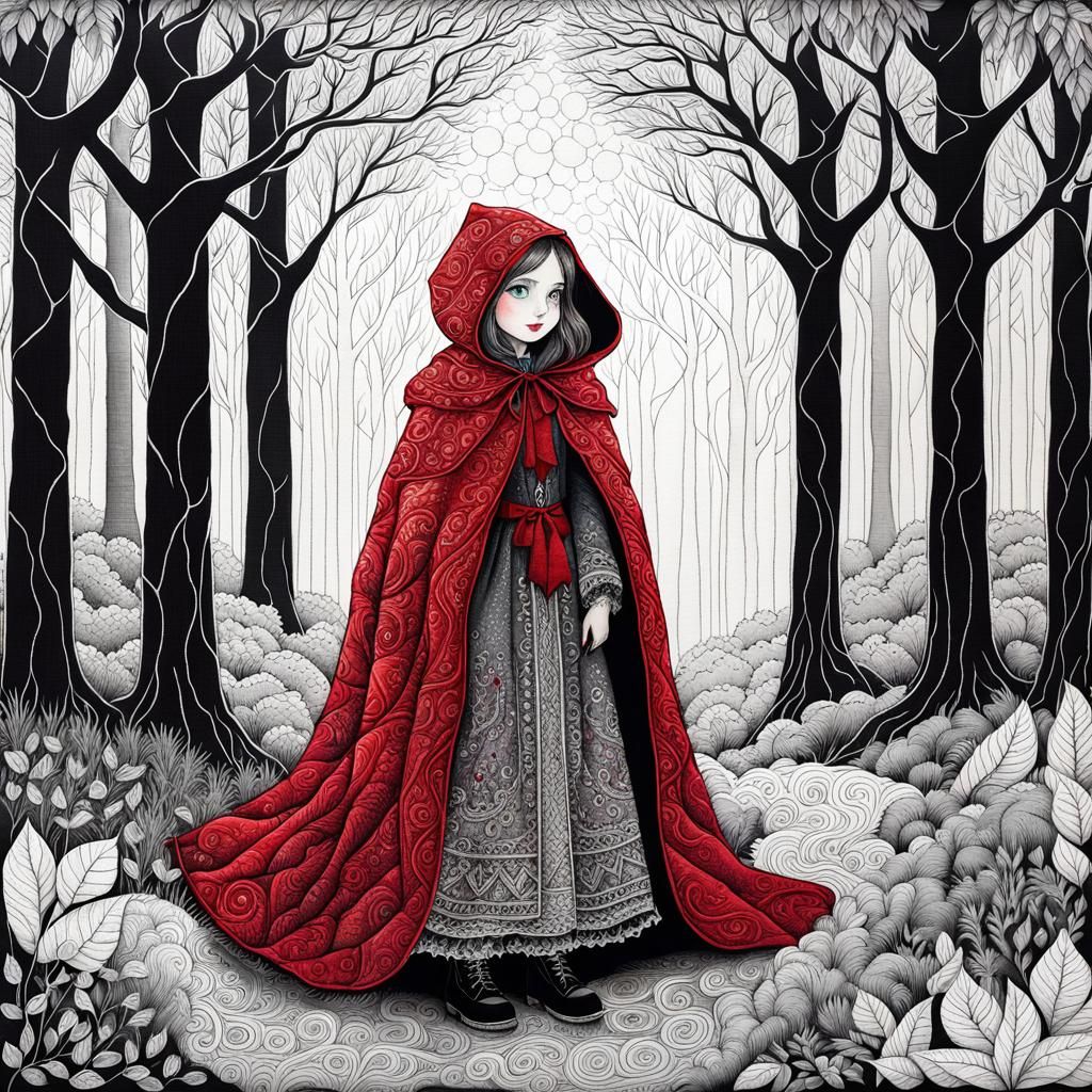 Little Red Riding Hood in Quilted Cloak