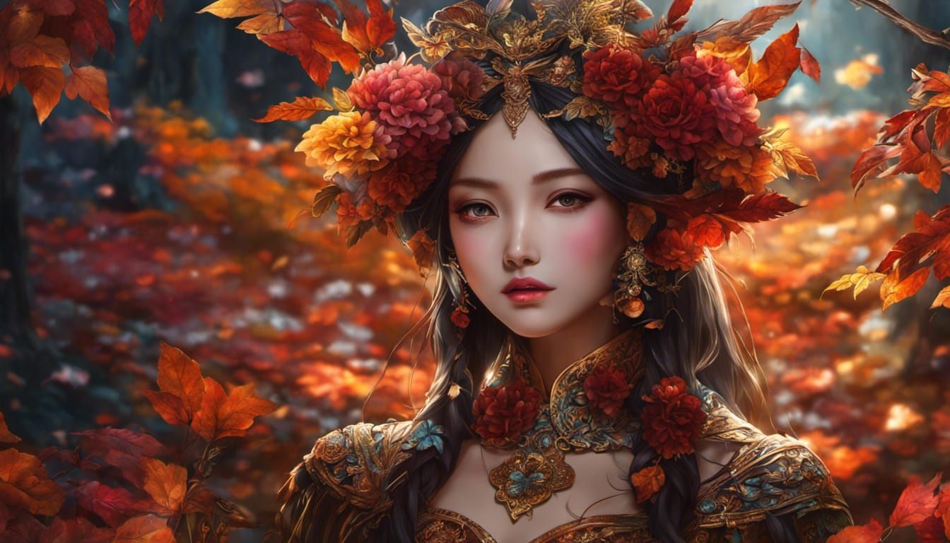 Epic Autumnal Flowers and Leaves with Fairy Lights