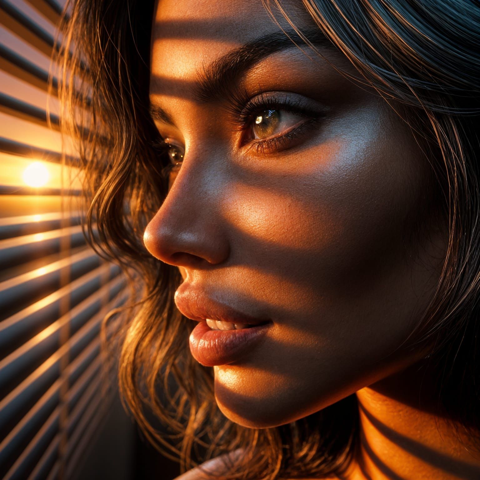 Enchanting Hispanic Woman in Sunset Light