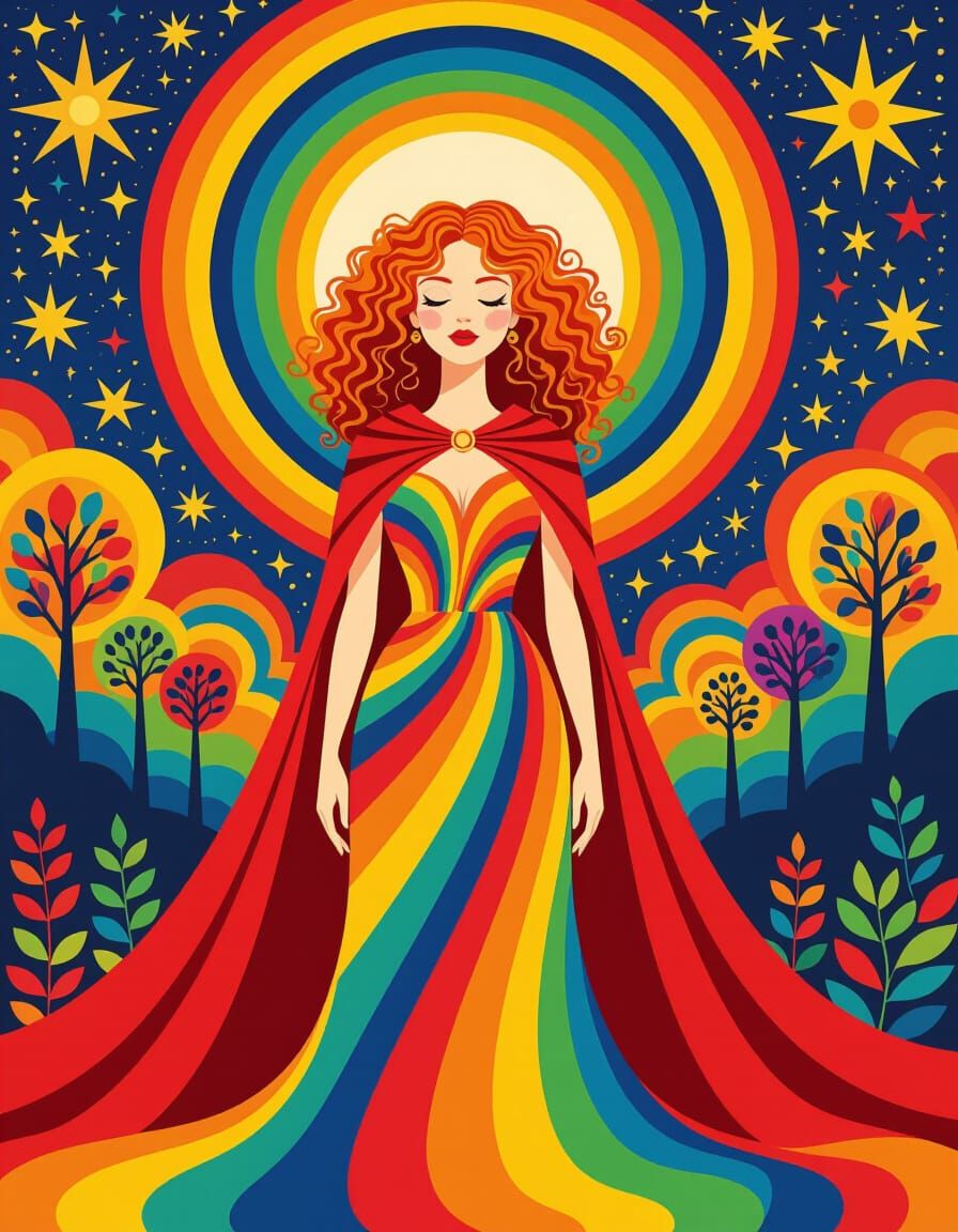 Psychedelic Pop Art Portrait of Serene Woman