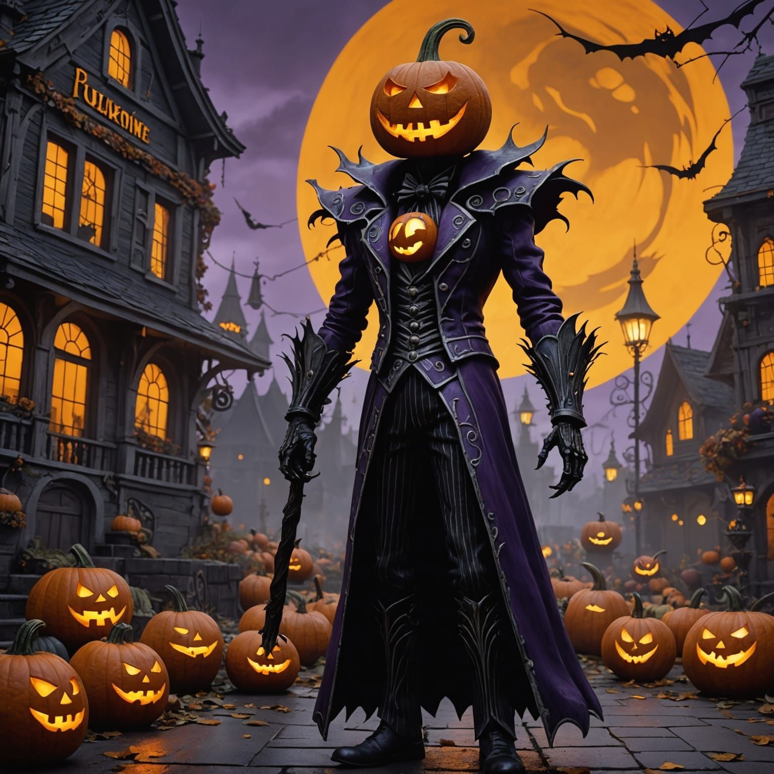Pumpkin King and Chocolate Factory, Dark Fantasy Art