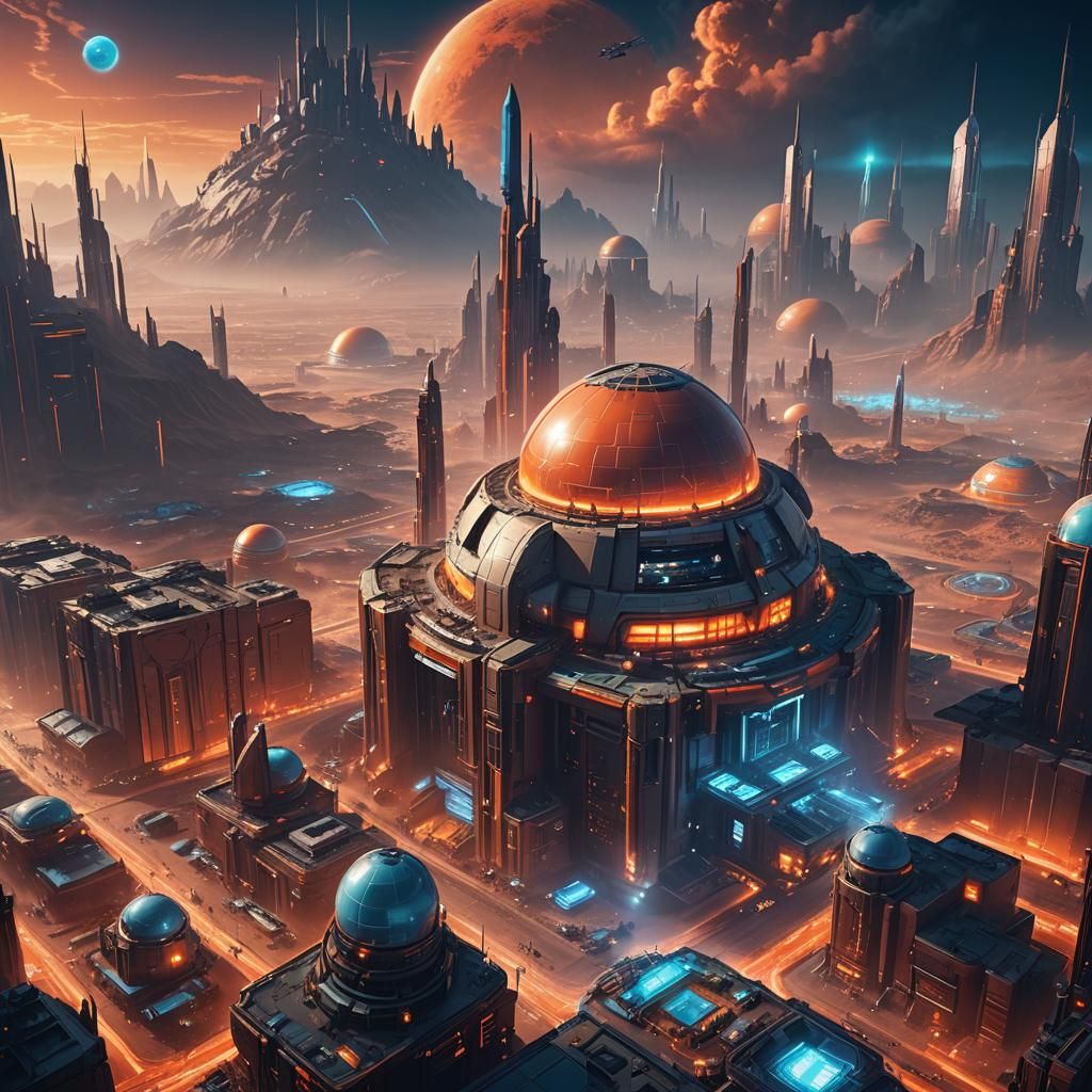 Futuristic Mars Colony Concept Art