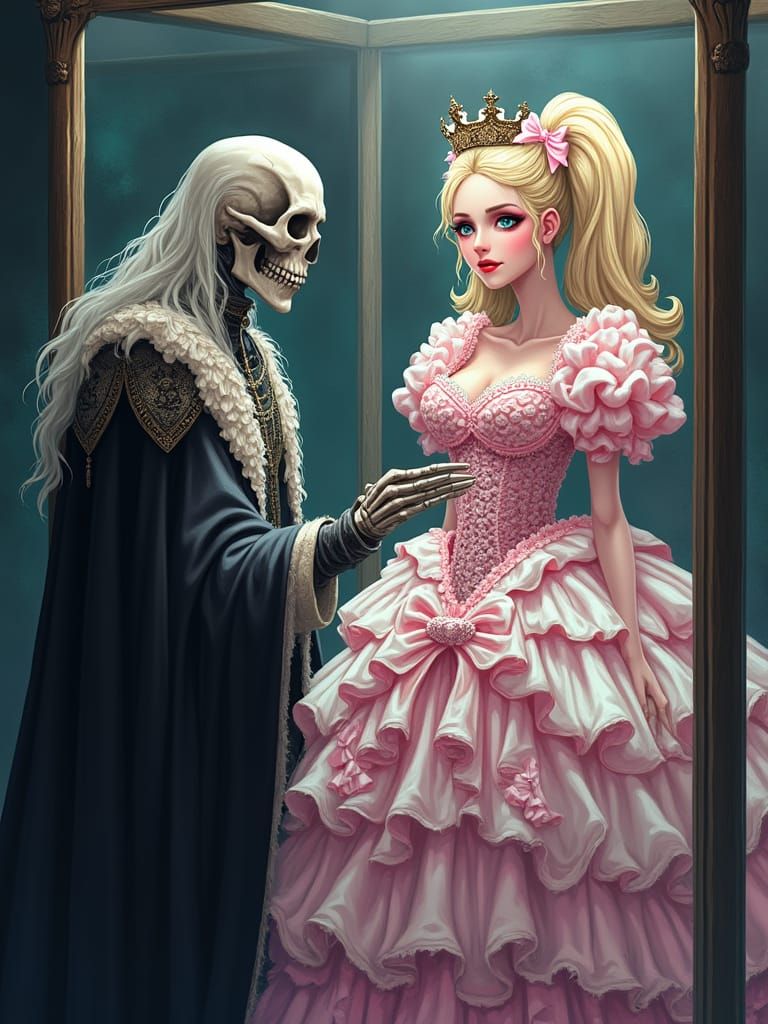 Ghostly Monarch Admires Captive Bride in Macabre Wedding Sce...