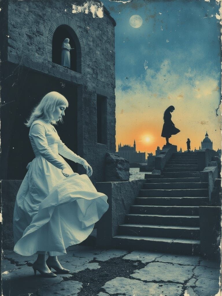 Ethereal Cathedral Scene in Maxfield Parrish Style