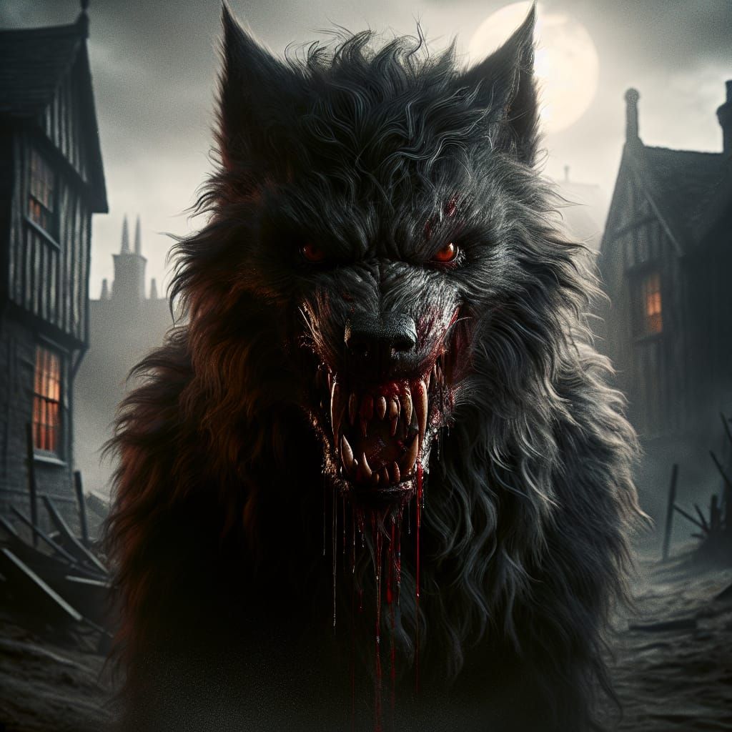 Menacing Black Shuck in Foggy Norfolk Setting