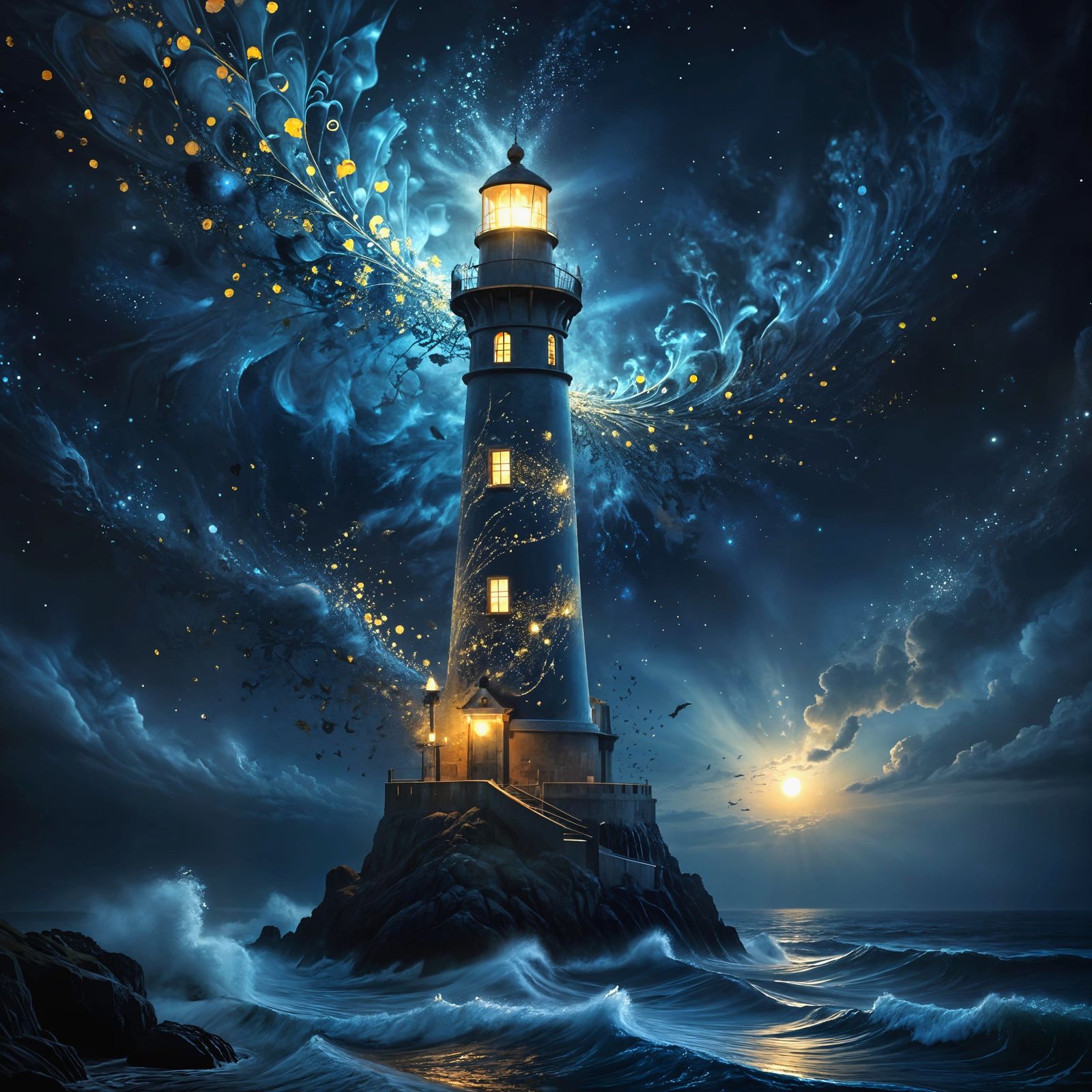 Allegorical Lighthouse Brocade Design