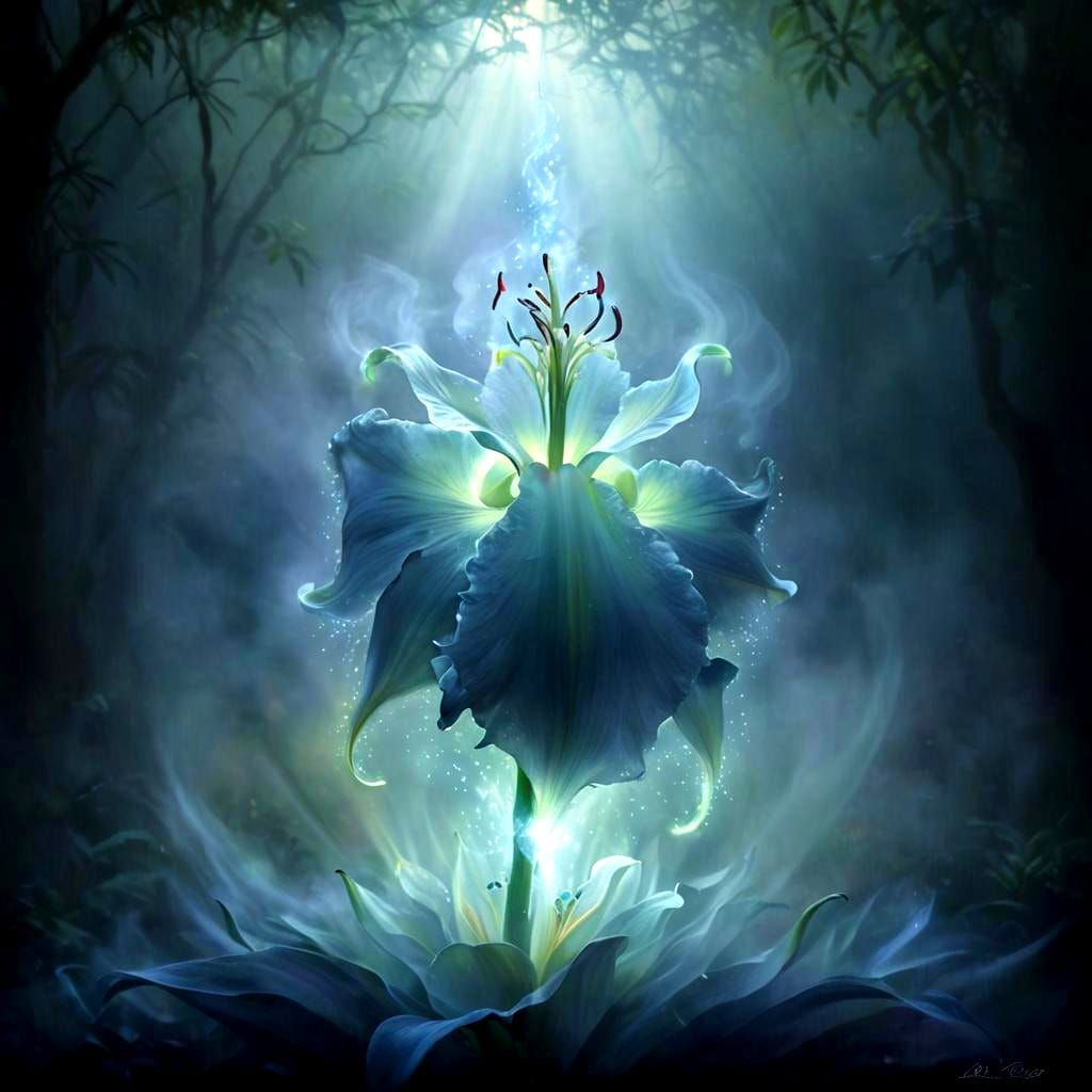 Ethereal Fire Lily in Luminist Style