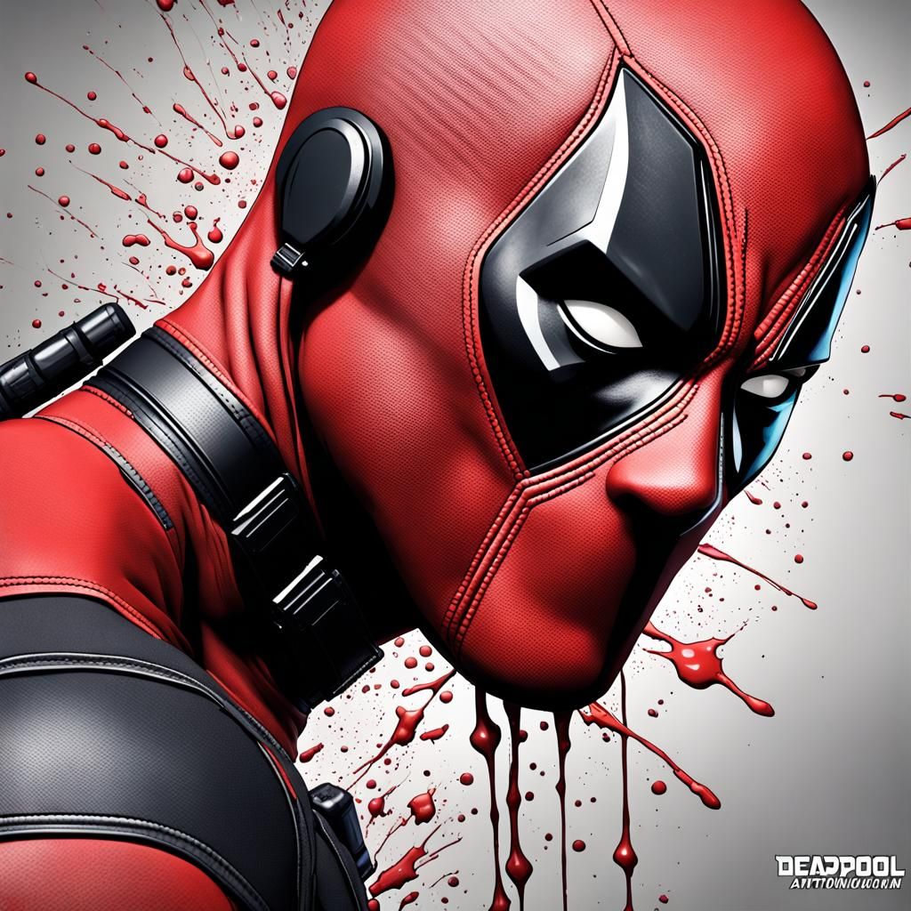 Gritty, Realistic Image of Deadpool in Splatter Art