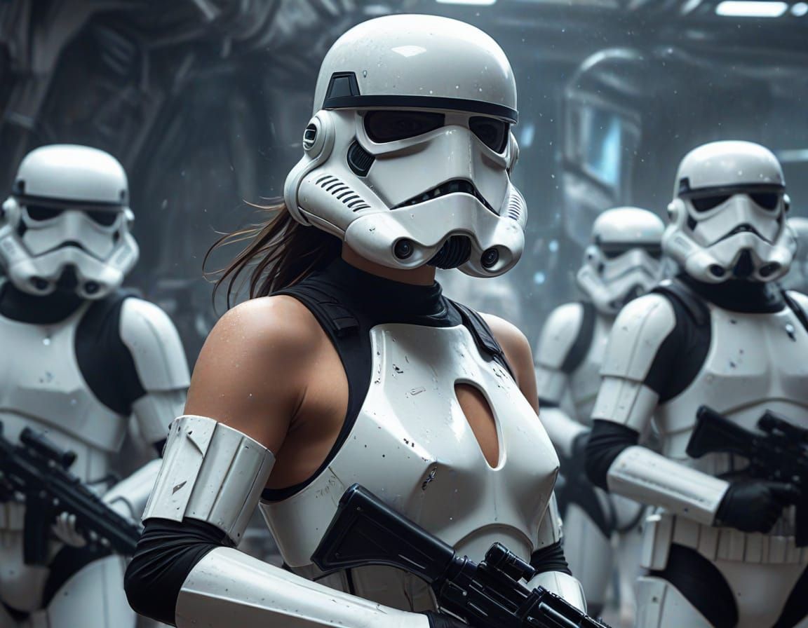 Galactic Stormtrooper Goddess in Shining White Armor