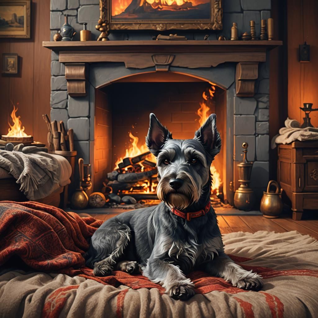 Miniature Schnauzer in a Cozy Fantasy Setting