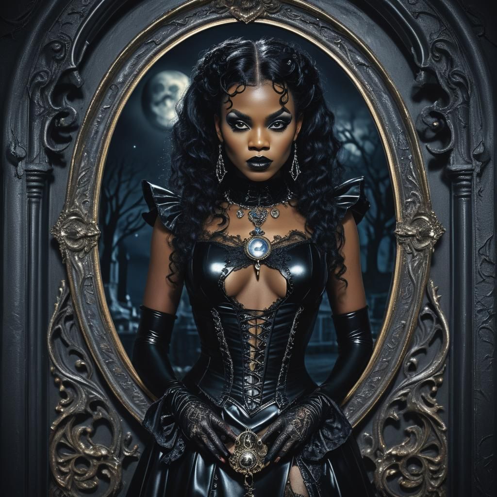 Victorian Gothic Sorceress in Latex Portrait