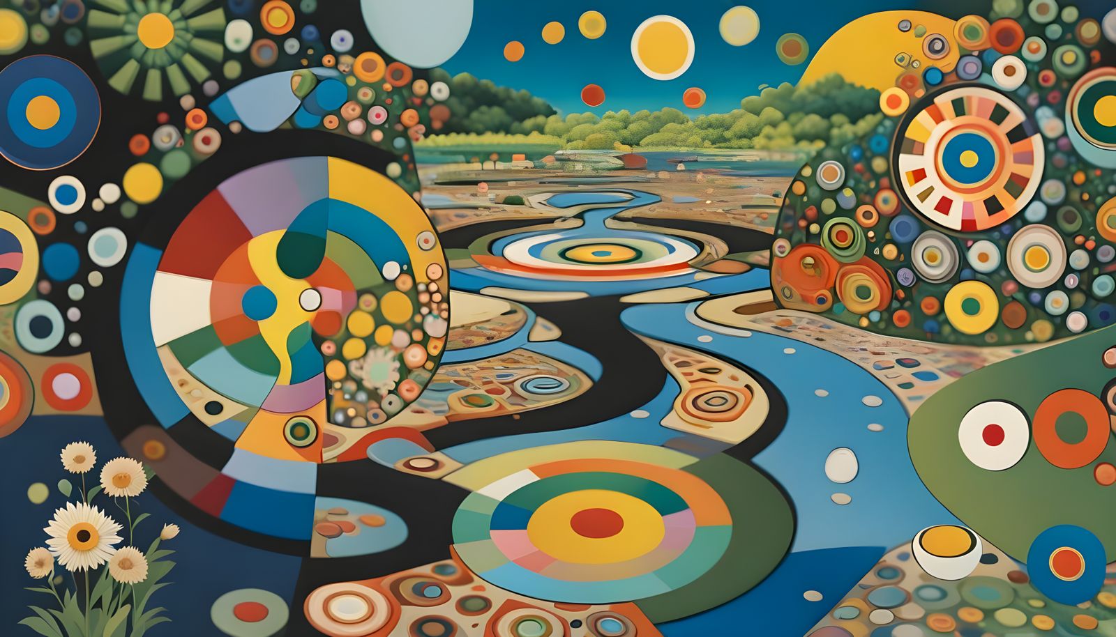 Kaleidoscopic Garden Graphic Score in Contemporary Style