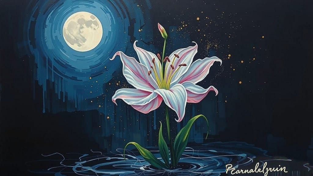 Vibrant Carnivorous Lily in Dramatic, Sorrowful Pose