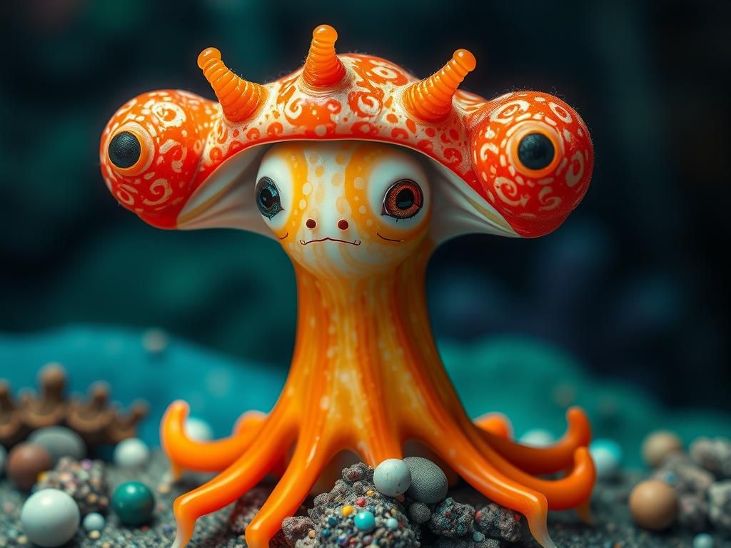 Sea Slug with Celebrity Face, Surrealist Art