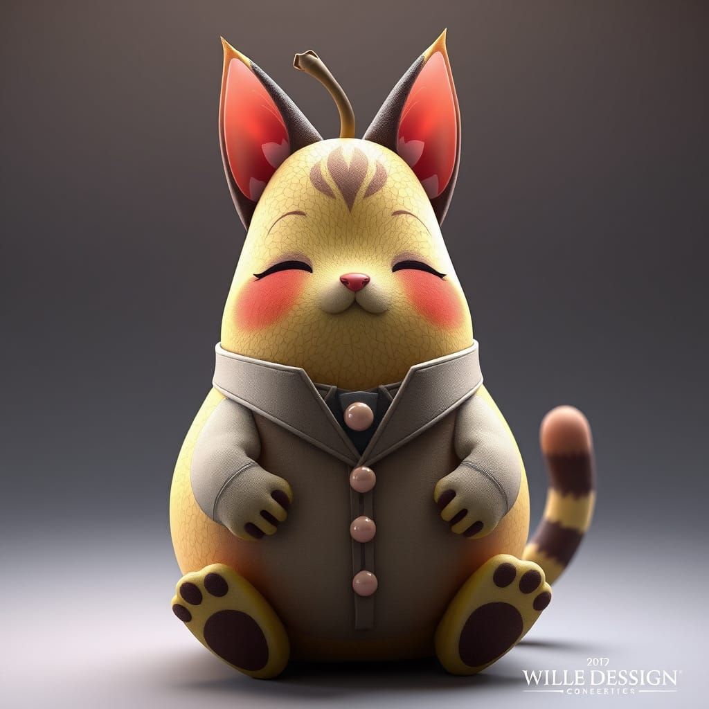 Whimsical Pear in Elegant Cat Disguise
