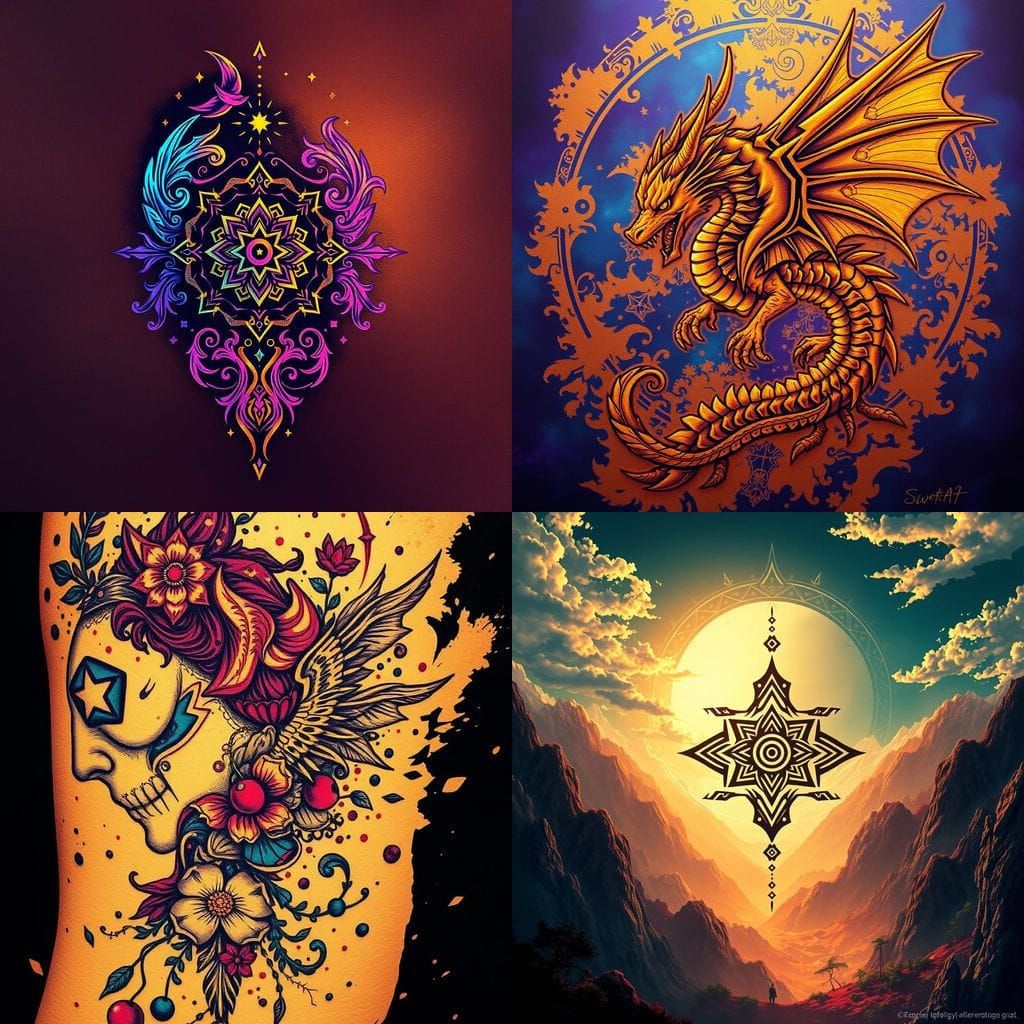 Epic Fantasy Tattoo Art in Unreal Engine 5 Style