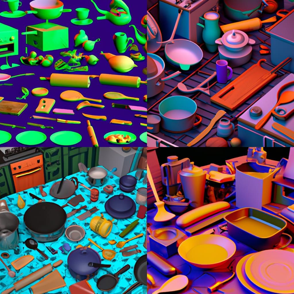 Fantastical Kitchen Items in Detailed Matte Painting