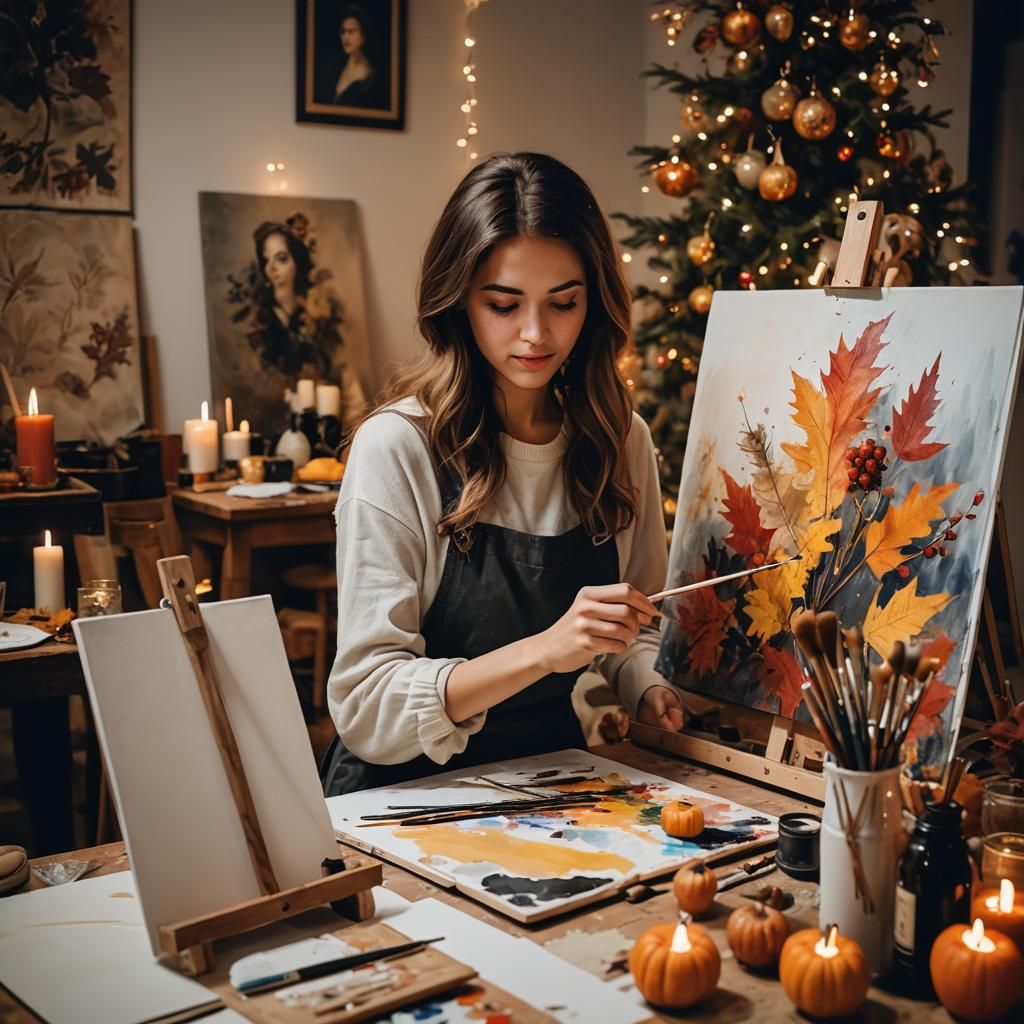 Enchanting Artist at Work on Thanksgiving Evening
