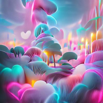 Pastel Neon Forest in 3D