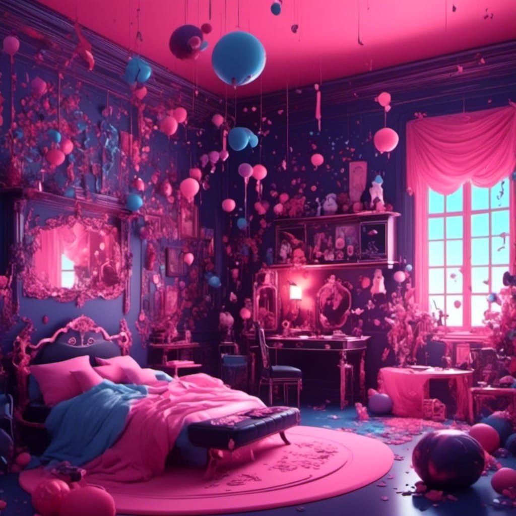 Kawaii Goth Bedroom in Pastel Colors