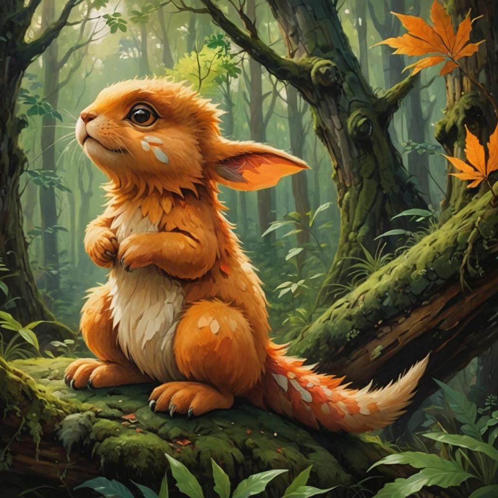 Vibrant Oil Painting of a Dragon Bunny