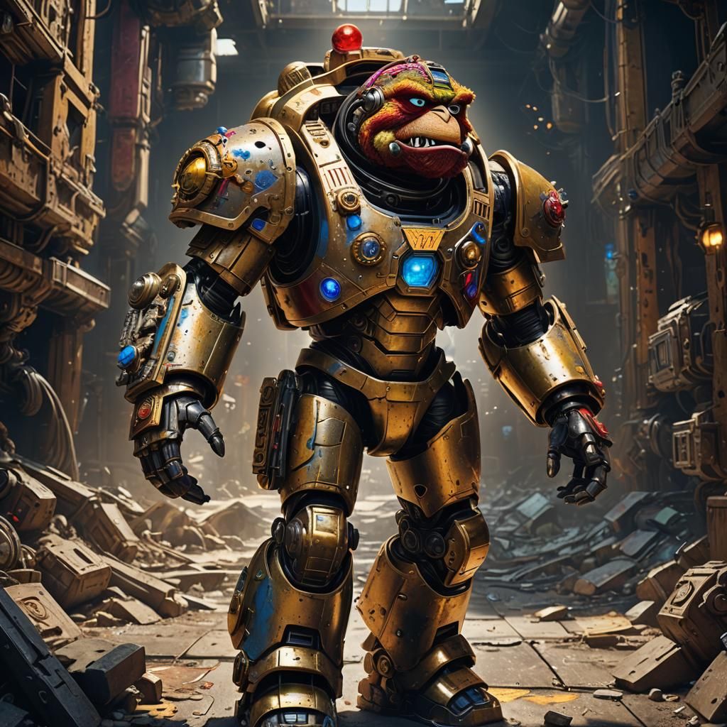 Muppet Space Marine Concept Art in Digital Style