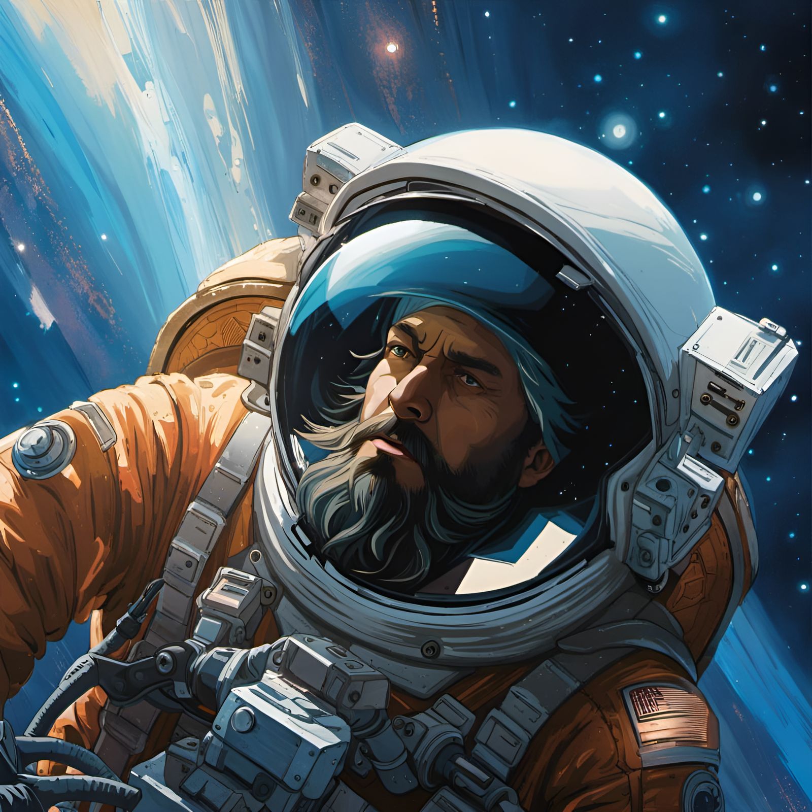 Leonardo DaVinci as Astronaut in Space Station