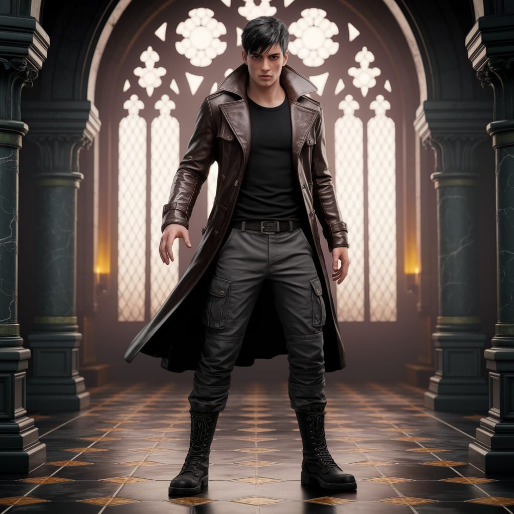 Handsome Goth Man in Gothic Setting