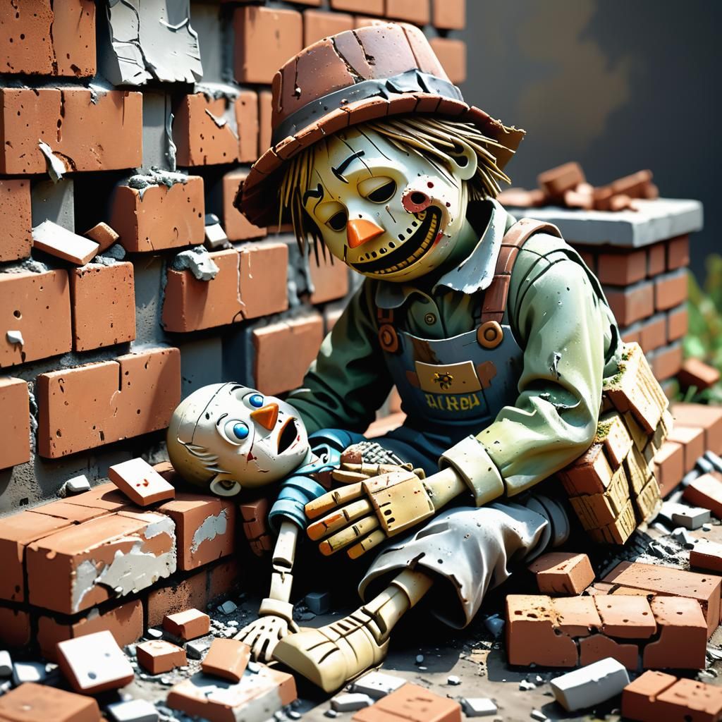 Sad Brick Family Building a House