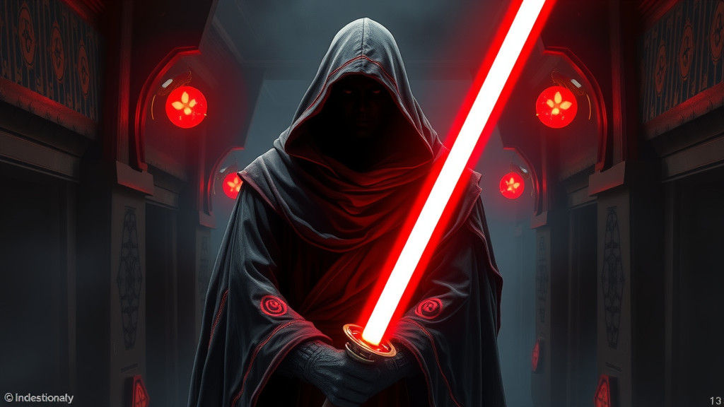 Sith Lord in Dark Corridor Illustration