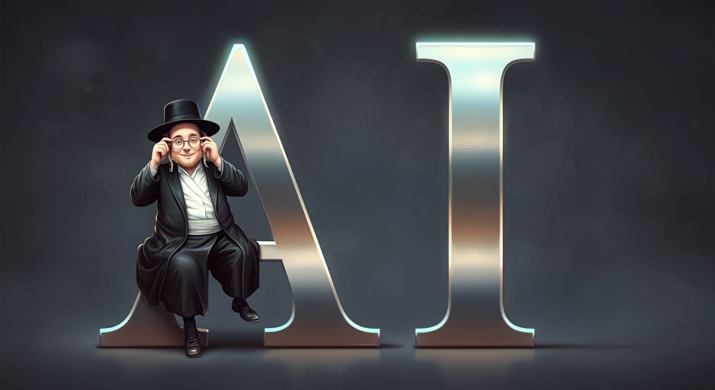Hasidic Nerd on 3D Letter in Comic Style