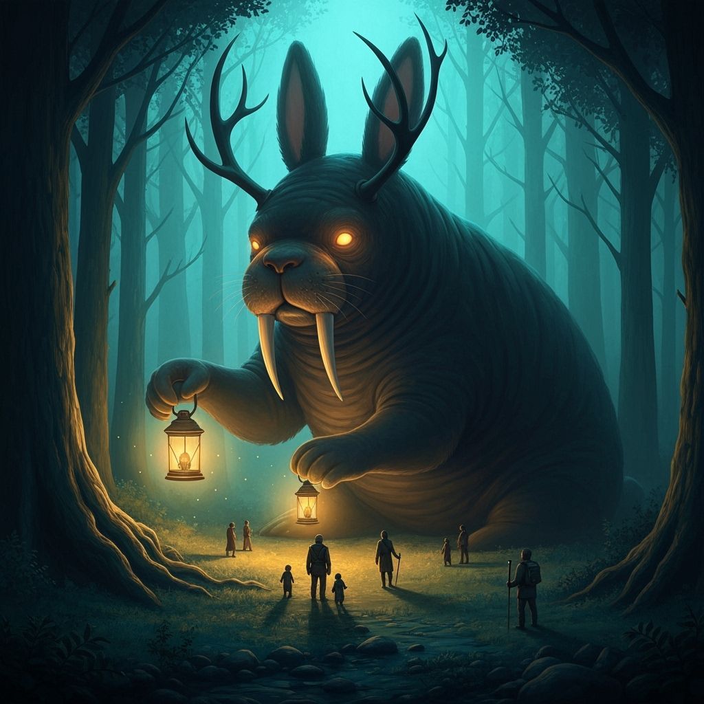 Antlered Giant Bunny Walrus Lights Lanterns in Enchanted For...
