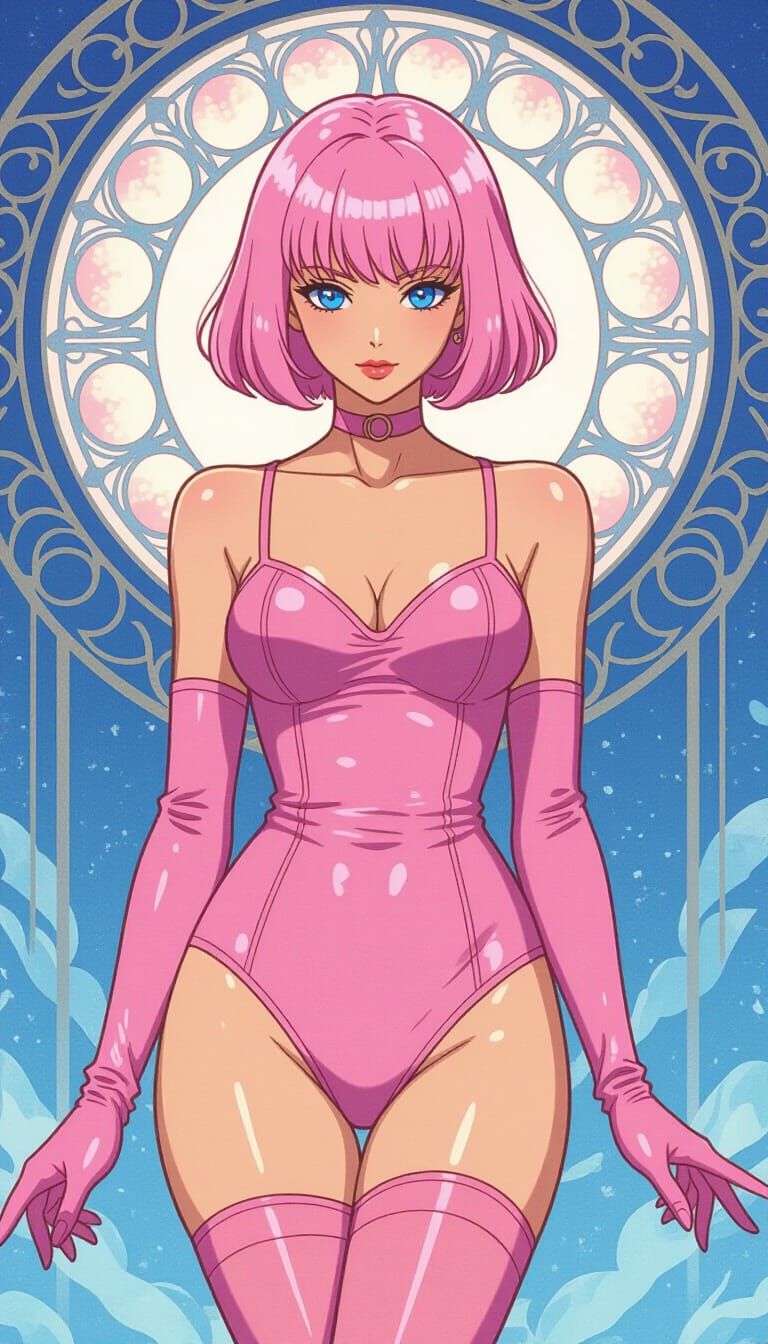 Dancer with Pink Hair and Blue Eyes in Uniform