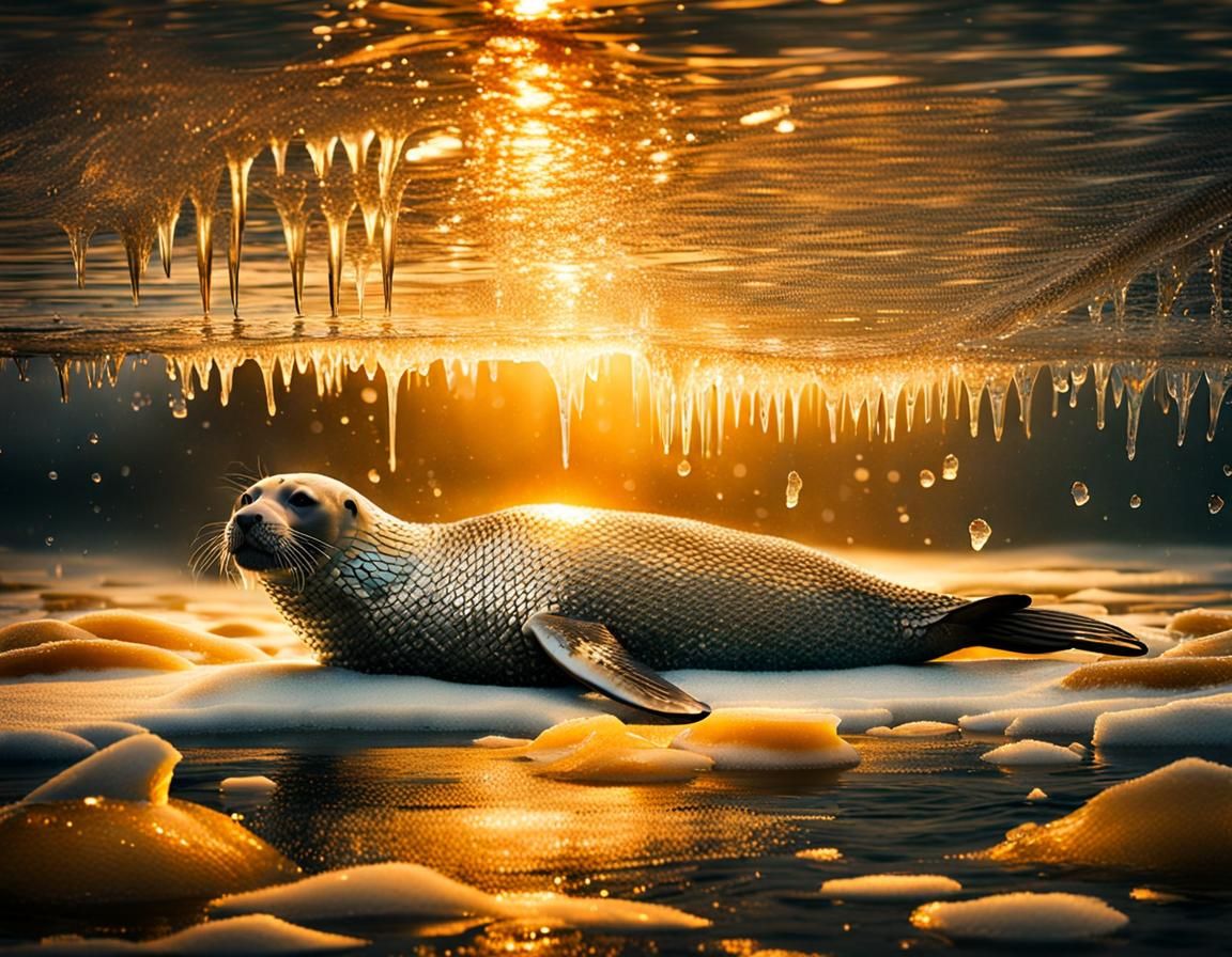 Seal in Chainmail Under Ice