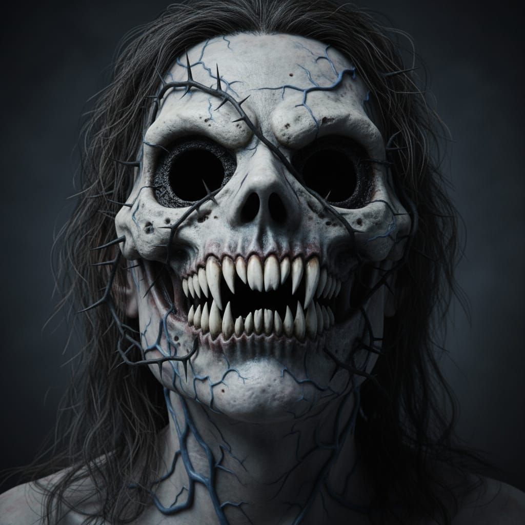 Eerie Grotesque Mask with Jagged Teeth