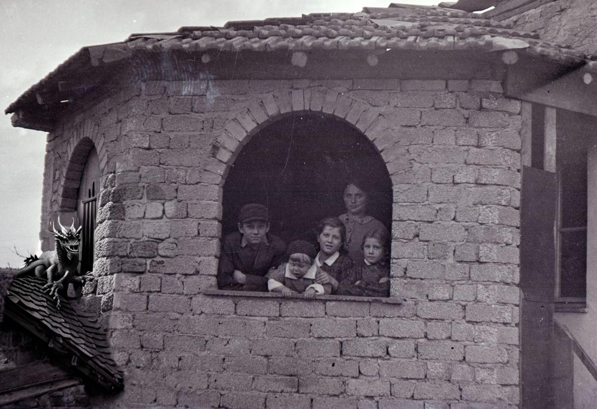 Eerie Dragon Ghost in Black and White Photo