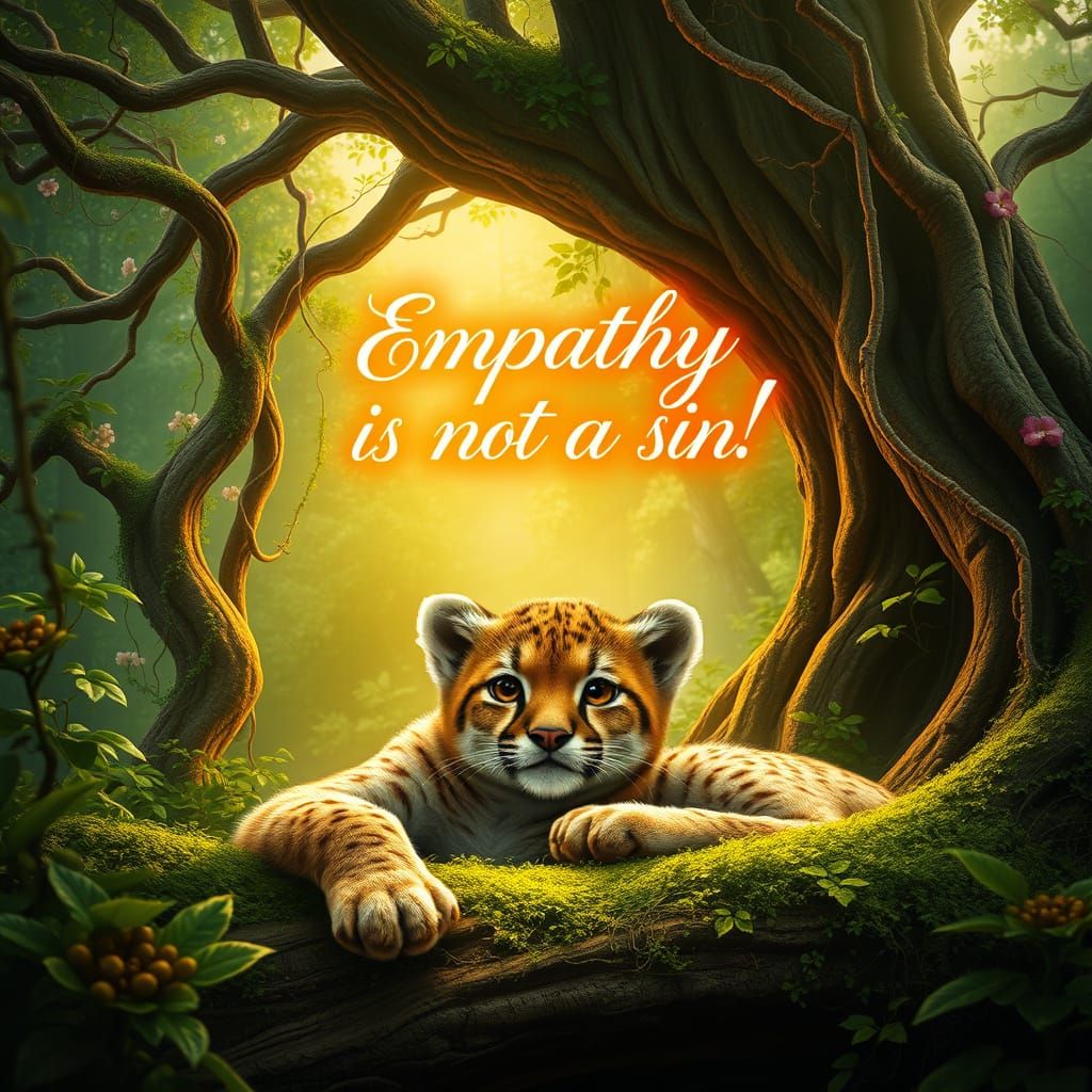 Majestic Cougar Cub Surrounded by Empowering Magic