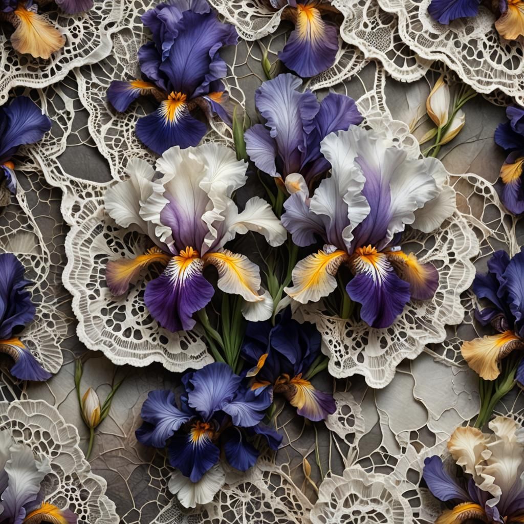 Hyperdetailed Iris Flowers in Dark Surrealism Style