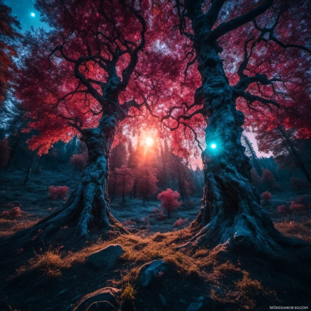 Ethereal Eclipse Casting Shadows Through Trees